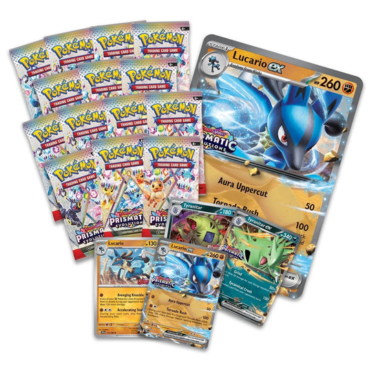 Pokemon Prismatic Evolutions Lucario ex & Tyranitar ex Premium Collection - Tech Trove